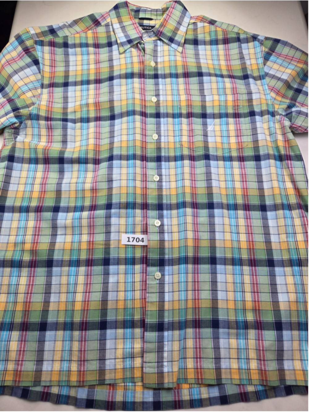 Men's Nautica Plaid Casual Button Down Shirt, Size L, Multi-color #1704